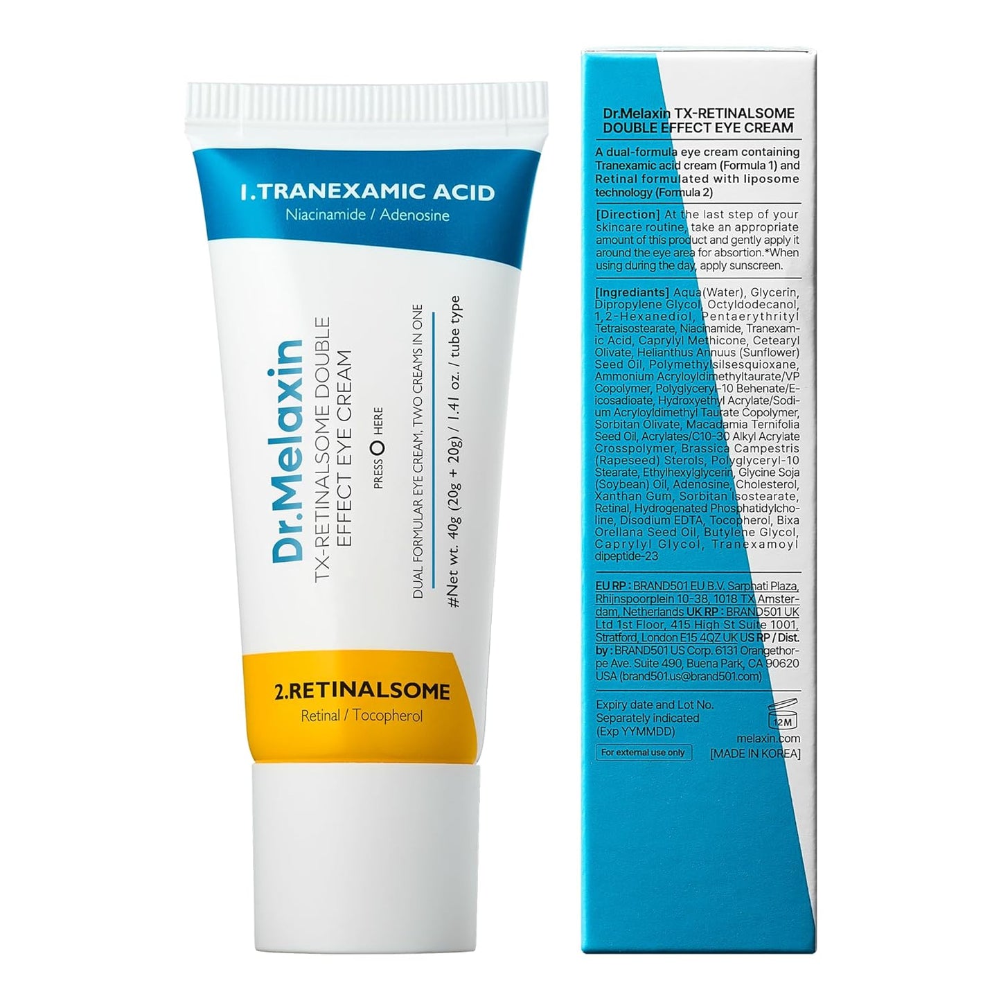 TX Tranexamic Acid Retinalsome Dual Eye Cream with Adenosine Niacinamide for Dark circle Repairing | Daily Anti-Aging Under Eye Care | 50ml - Korean Skin care