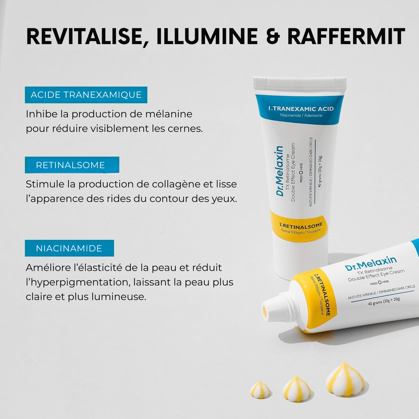 Dr. Melaxin – Crème Yeux Double Action TX à l’Acide Tranexamique & Rétinalsome