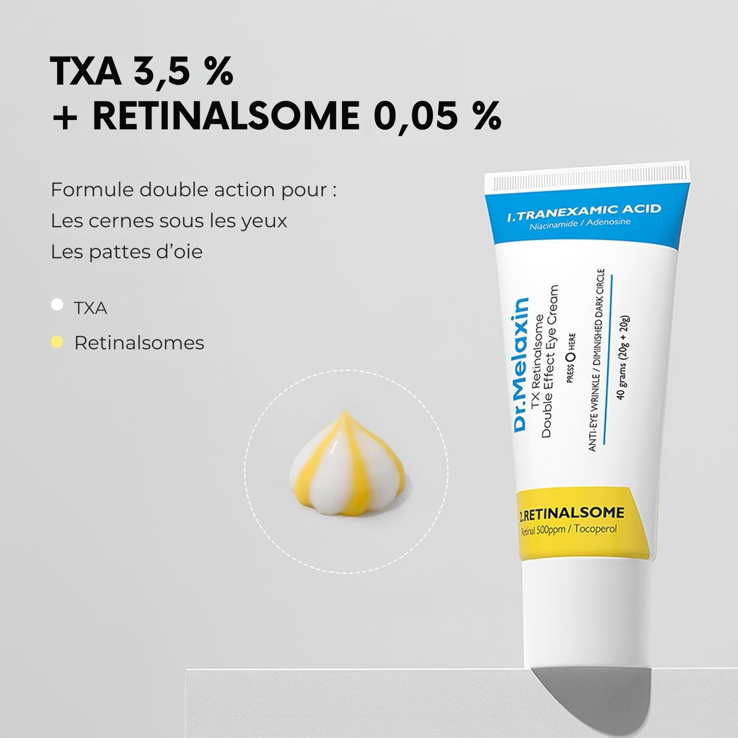 Dr. Melaxin – Crème Yeux Double Action TX à l’Acide Tranexamique & Rétinalsome