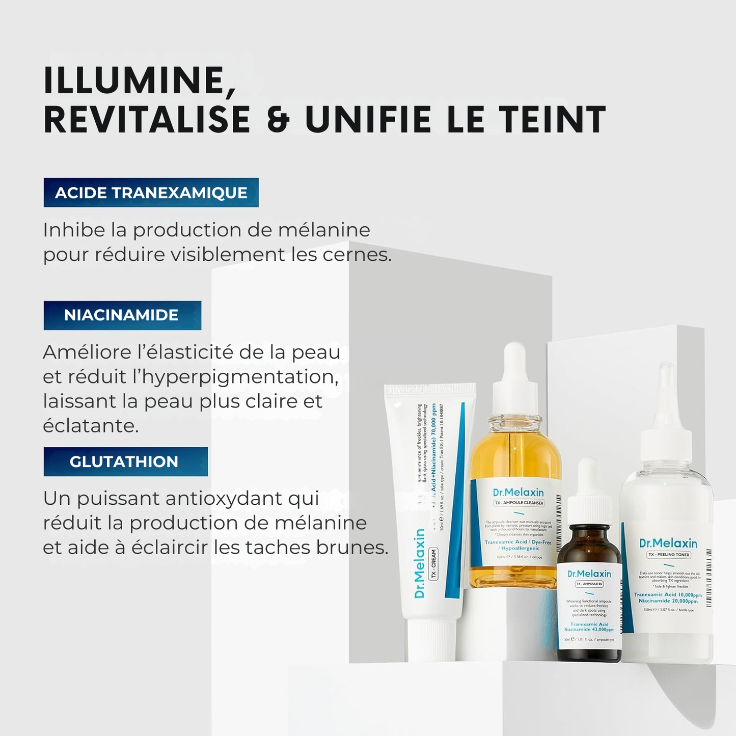 Dr. Melaxin – Ligne de Soin TX à l’Acide Tranexamique